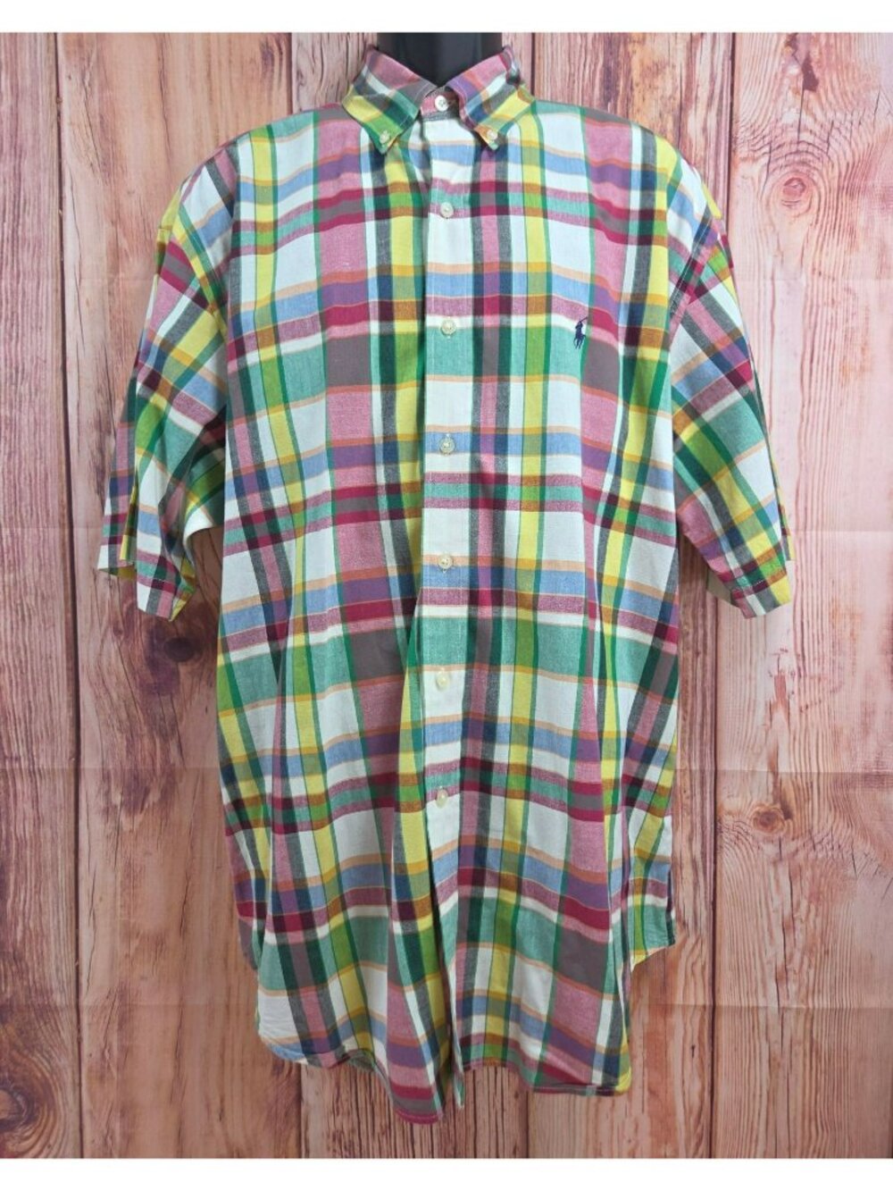 Ralph Lauren Mens Multicolor Plaid Button-Down Shirt Large Tilden